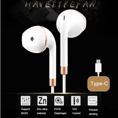 USB Type-C Earphones Wired Control With Microphone