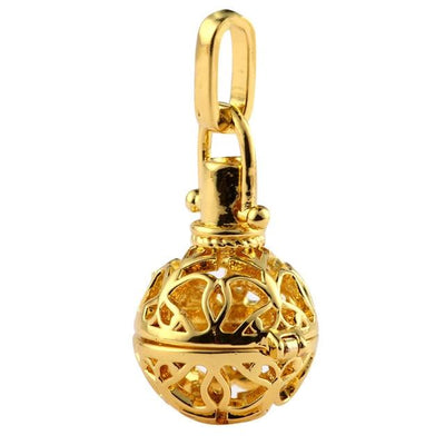 Hollow Cage Filigree Ball Box Copper Crown Pendant