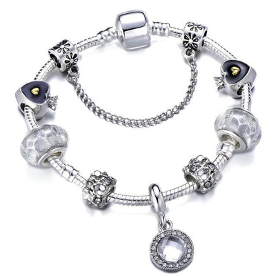 Vintage Silver plated Crystal Charm Bracelet