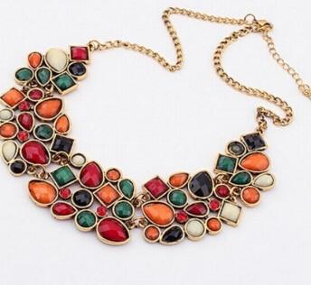 8 Colors Multi color Big Pendant Clavicle Chain Necklace