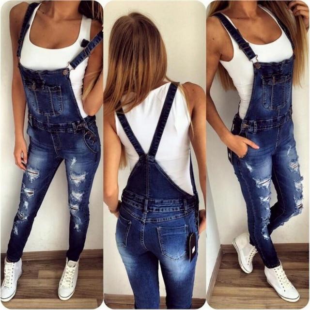 Stylish Overall Women Skinny Pencil  Denim Pants