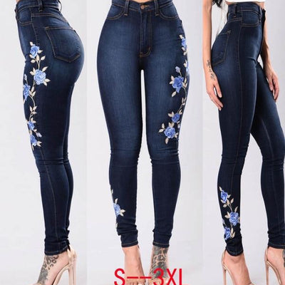 Elastic Stretch embroidery sexy Jeans
