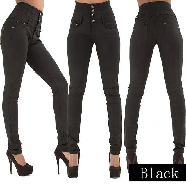 Women High Waist skinny Elastic Jeans
