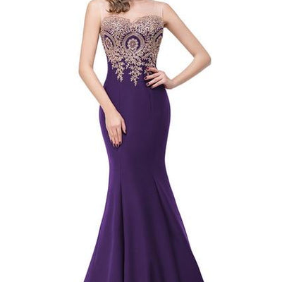 Long Sexy Backless Mermaid Lace Evening Dress
