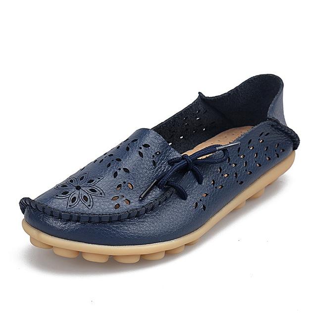 Lace-up Genuine Leather Women Flats Shoe F