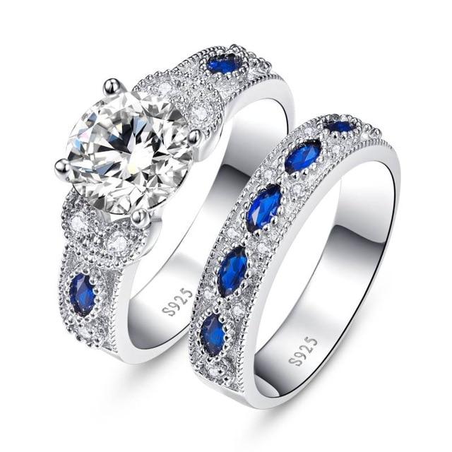 High Quality White CZ&Sapphire Solid Real Sterling