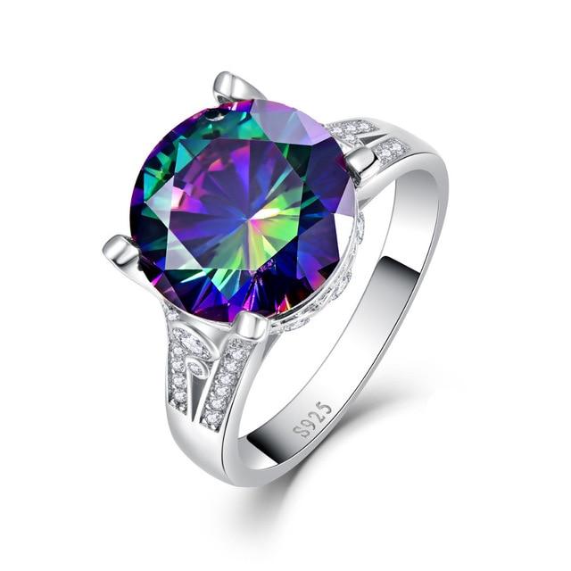 Rainbow Engagement Wedding Ring Set