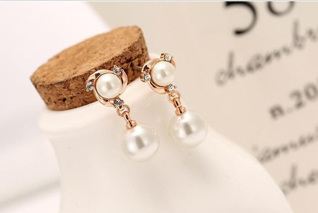 Wild Rhinestones Imitation Pearl Earrings