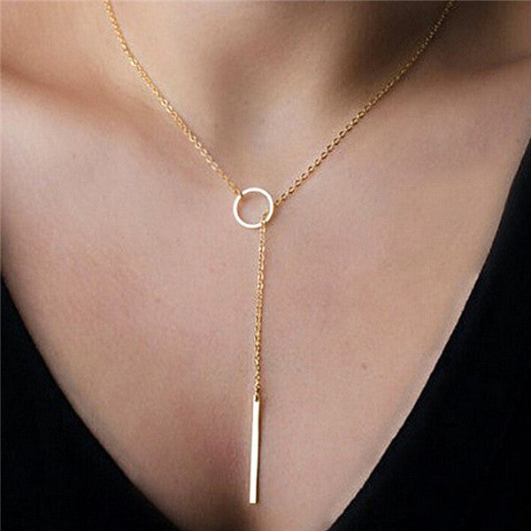 Minimalist Gold Color Silver Circle Choker Necklace