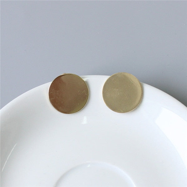 Silver Gold Color Big Round Stud Earrings for Women