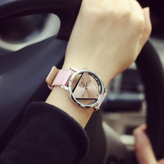 hollow triangle women quartz watches