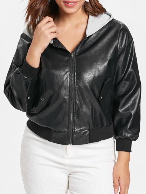 Women Plus Size Faux Leather Jacket