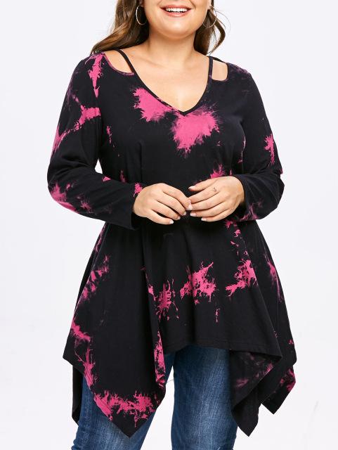 Plus Size Women T-Shirt Fall Cutout Tunic Dress