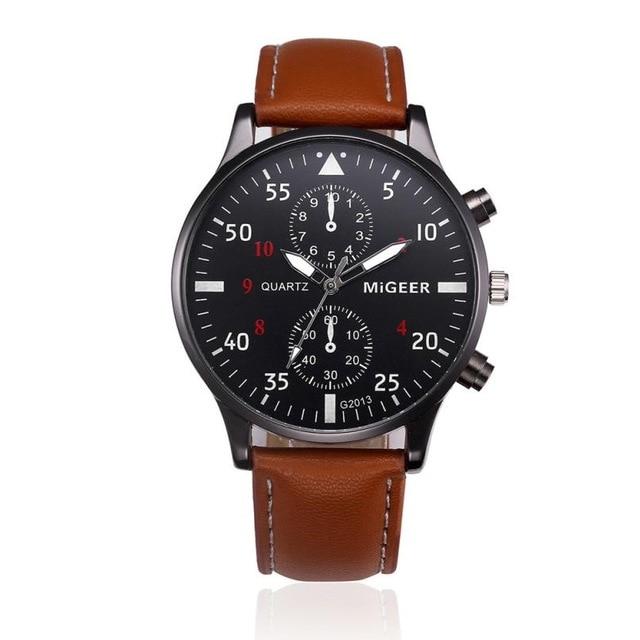 Men Retro Design Leather Band Watches