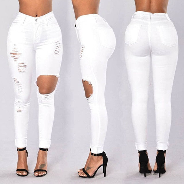 Women High Waist Skinny Pencil Denim Pants