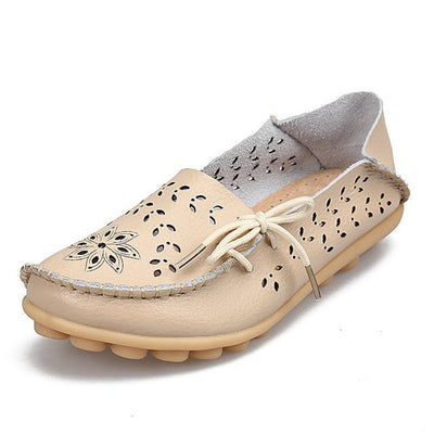 Lace-up Genuine Leather Women Flats Shoe F