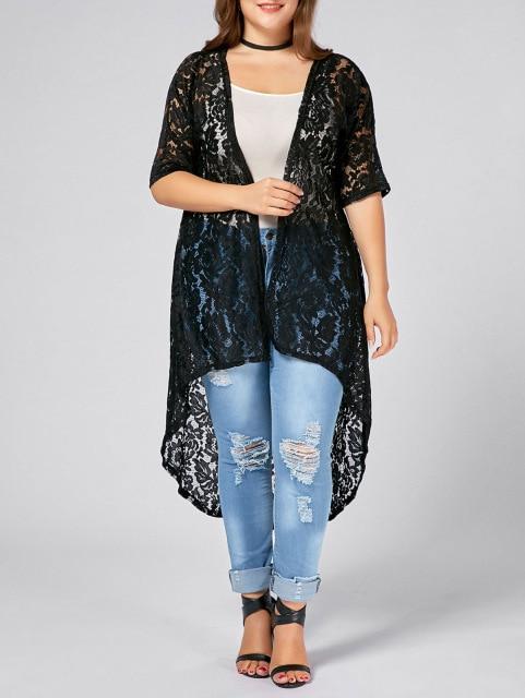 Plus Size Lace Crochet Cardigan Women