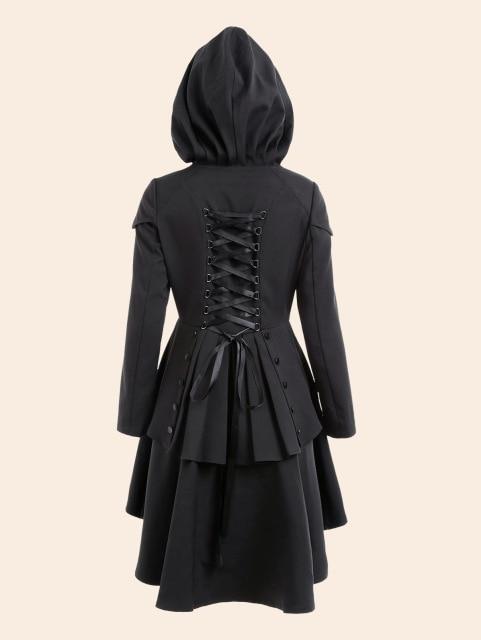 Trendy Plus Size Lace Up High Low Hooded Coat