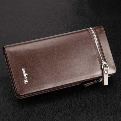 Men Wallets Long Double Zipper PU Leather Wallet